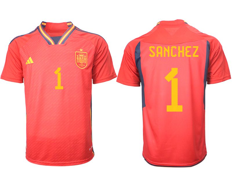 Men 2022 World Cup National Team Spain home aaa version red #1 Soccer Jerseys1